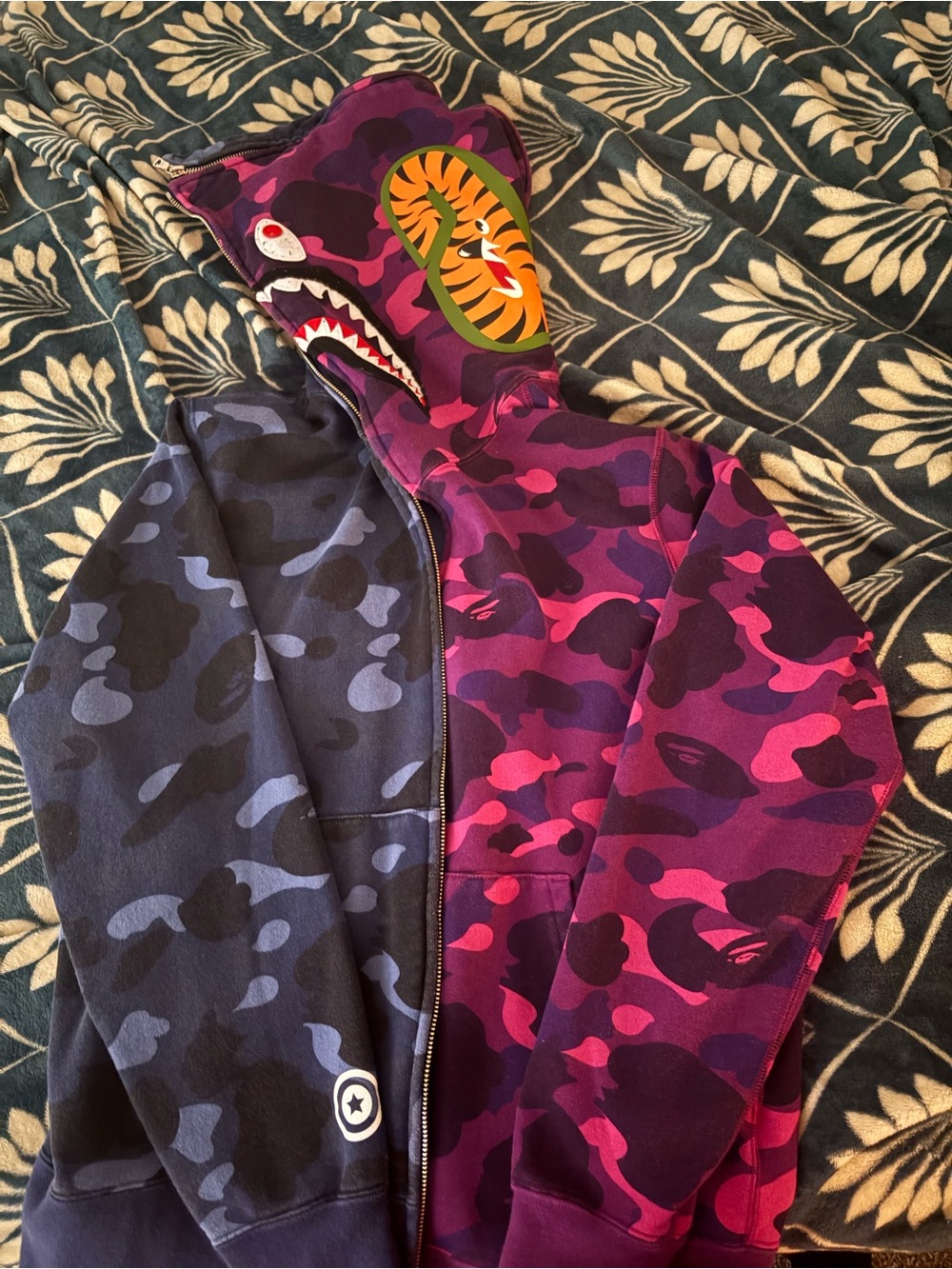 Bape Purple & Pink Camo Shark Zip Hoodie